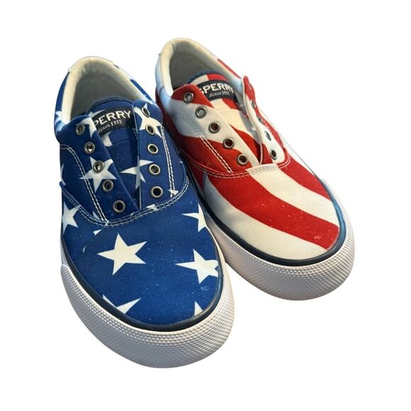 Sperry Mens American Flag Print Canvas Sneakers mens size 9 patriotic - Picture 1 of 12